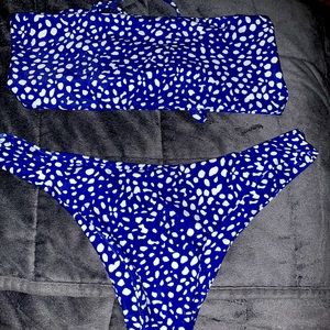 Blue and white bikini